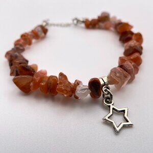 Natural Stone Citrine Handmade Bracelet with Charm